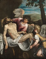 Mrtvý Kristus s anděly, c. 1580 (olej na plátně)