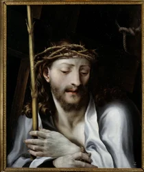 Kristus s rákosím říká Kristus trnová koruna Malba Lelia Orsiho (1511-1587) 16. století Slunce. 0,55x0,46 m Montpellier musee Fabre