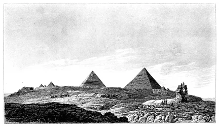 Pyramidy a Sfinga, Gíza, Egypt, 19. století