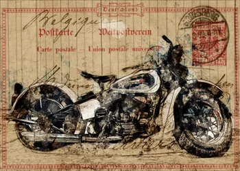 Retro pohlednice s motivem motocyklu