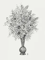 Květinová váza (cca 1891–1941) – kresba ve vysokém rozlišení od Lea Gestela.
