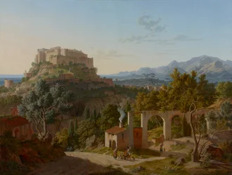 Krajina s hradem Massa di Carrara