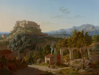 Krajina s hradem Massa di Carrara