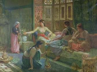 Interiér harému, kolem roku 1865