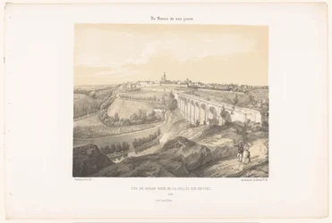 Pohled na Dinan a viadukt přes řeku Rance Cena Vue de Dinan de la Vallée des Noyers (název na objektu) Současná Francie (název série) La France de nos jours (název série na objektu)