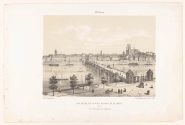 Pohled na Orléans z levého břehu Loiry Orleans. Vue cena de la rive gauche de la Loire (titul na předmětu) Současná Francie (název série) La France de nos jours (název série na objektu)