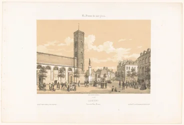 Pohled na Place Bisson v Lorientu lorient. Vue de la place Bisson (název na objektu) Současná Francie (název série) La France de nos jours (název série na objektu)