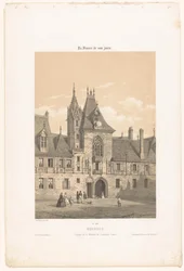 Pohled na průčelí Palais Jacques-Coeur v Bourges Bourges. Façade de la Maison de Jacques Coeur (titul na objektu) Současná Francie (název série) La France de nos jours (název série na objektu)