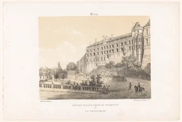 Pohled na průčelí krále Františka I. hradu Blois blois. Château de Blois, fasáda de François Ier. (název na objektu) Současná Francie (název série) La France de nos jours (název série)