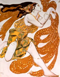 Bacchante, kostýmní návrh pro inscenaci Ballets Russes Tcherepnins Narcisse, 1911