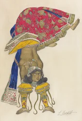 Kostýmní návrh pro Balet Blue God od R. Hahna, 1912