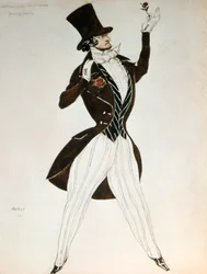 Florestan, návrh kostýmu pro balet Karneval, který složil Robert Schumann, 1919
