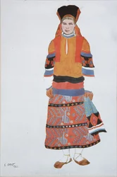Selka. Návrh kostýmů pro Vaudeville Old Moscow v Théâtre Femina v Paříži, 1922