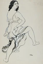 Portrét tančící Isadory Duncanové, počátek 20. století
