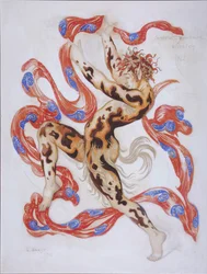 Vaslav Nijinsky v baletu Faunovo odpoledne od C. Debussyho