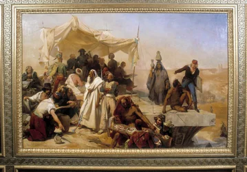 Expedice z Egypta na příkaz Bonaparta. Obraz Leona Cognieta (1794-1880)