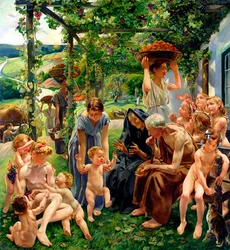 Večer, pravý panel triptychu „Zlatý věk“, 1901