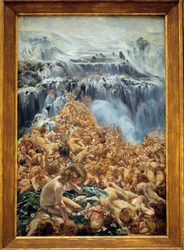 Ledovec, bystřina. Levá část triptychu „Potok“, 1890-1899. Rozměry 2,05 x 1,27 m. Brusel, Královské muzeum výtvarných umění