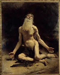 Jób, obraz Léona Bonnata (1833-1922), 1880. Rozm. 1,61 x 1,29 m. Bayonne, Bonnatovo muzeum