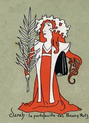Kreslený film Henriette Rosine Bernard dit Sarah Bernhardt (1844-1923) jako portfolio výtvarných umění - Ilustrace Leon Lebegue (1863-1944) - Rytina v „“Le sun-du-dimanche““