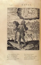 Hercules zabíjející Antaea, z „Les Images ou Tableaux de Platte Peinture des Deux Philostrates Sophistes Grecs“, od Blaise de Vigenere (1523-96) Paříž, 1615