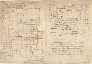 Arundel 263, f.228v, f.227 Poznámky a schémata mechaniky z 