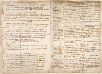 Arundel 263, f.267v, f.266, Poznámky a diagramy k matematické definici bodu, čáry a plochy pro „První knihu o vodě“ („Libro primo delle acque“) (vzhůru nohama), z „Codexu Arundel