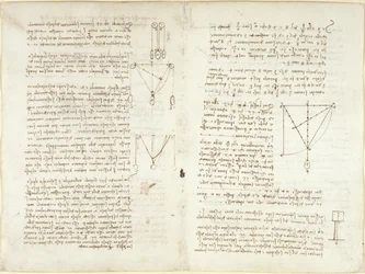 Arundel 263, f.4v, f.11, Poznámky a schémata k mechanice