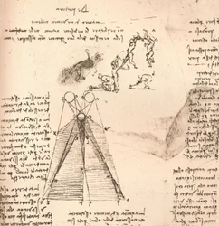 Diagram znázorňující teorii světla a stínu a skici postav, kolem roku 1472-kolem roku 1519 1883