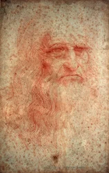 Autoportrét Leonarda da Vinci, italský malíř, sochař, inženýr a architekt, c1513