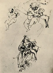Studie pro Madonu a dítě s kočkou, 1478-1480 1945