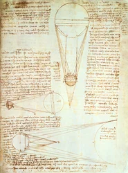Studie osvětlení Měsíce, fol. 1r z Leicesterského kodexu, kolem 1506-08