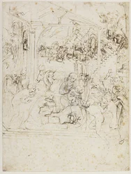 Studie ke klanění tří králů, asi 1481.
