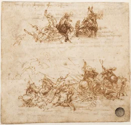 Studie pro bitvu u Anghiari, cca 1503-1504.