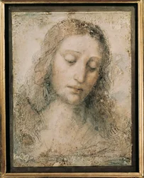 Hlava Krista Vykupitele. Kresba žáka Leonarda da Vinci
