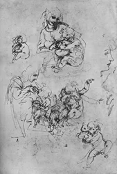 Dvě studie o Madoně a dítěti s kočkou a tři studie o dítěti, 1475-1481 1945