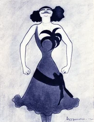 Karikatura polární komičky a zpěvačky (Emilie Marie Bouchaud) (1874-1939) Kresba: Leonetto Cappiello (1875-1942) 1900