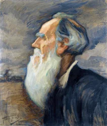 ""Spisovatel Leon Tolstoy (1828-1910) (Portrét Lva Tolstého) Obraz Leonida Osipoviče Pasternaka (1862-1945), - Olej na plátně, 77,5x66 Soukromá sbírka