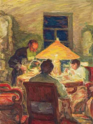Lev Tolstoj s rodinou, Pasternak, Leonid Osipovič (1862-1945). Olej na plátně