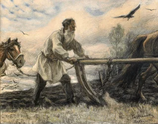 Lev Tolstoj u pluhu, 1903