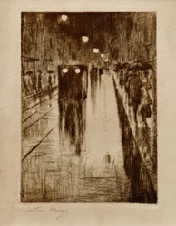 Leipziger Strasse v dešti