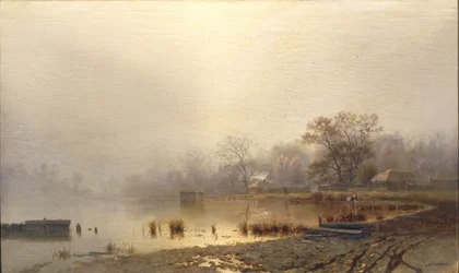 Mlha. Červený rybník v Moskvě na podzim, 1871