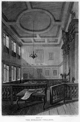Interiér Heralds College, Londýn, 1815.