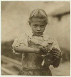 Rosie, 7 let, negramotná, pracuje druhý rok jako vyhazovač ústřic ve Varn und Platt Canning Company, Bluffton, Jižní Karolína, 1913