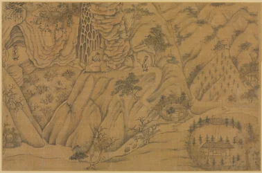 Obydlí v Longmian ("spící drak") hory