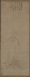 Bodhidharma překračuje řeku Yangzi na rákosí, před rokem 1317.