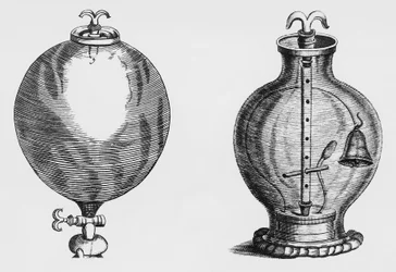 Vzduchová pumpa, experiment Robert Boyle (1627-1691), rytina