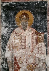 Apoštol, freska v byzantském kostele svatých apoštolů v Agora v Aténách, Řecko