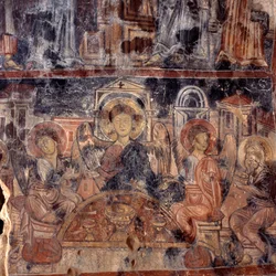 Freska v byzantském kostele Agios Nikolaos, Maza, Kréta, Řecko