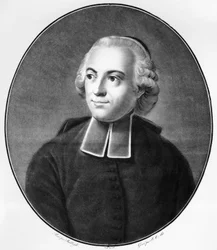 Portrét Etienne Bonnot de Condillac (1714-1780), francouzský ekonom, filozof a epistemolog, který studoval v takových oblastech, jako je psychologie a filozofie mysli, rytina